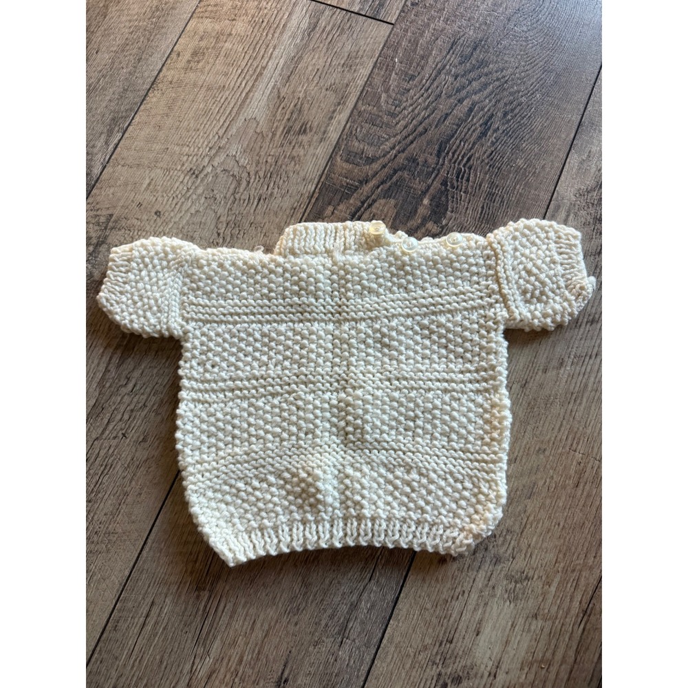Handmade Cream Knit‎ Baby Sweater Collar Button Down